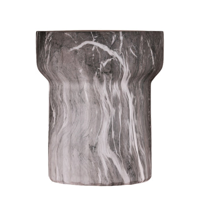 Cement Outdoor End Tables for Patio, GardenAccent Table Faux Terrazzo Accent Table, Modern Small Round Side Tablefor Outside, Tree Stump Garden Stool DrumTable indoor and Outdoor