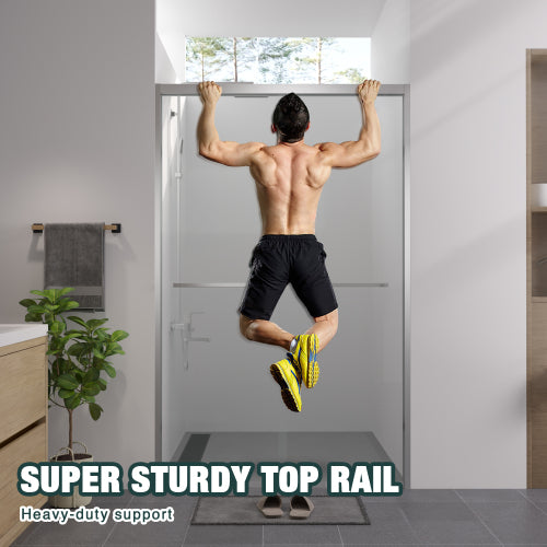 44-48"x76" Aluminum Frame Double Sliding Shower Door,Bypass Bathroom Sliding Door with Premium 1/4" (6mm) Clear Tempered Glass, Chrome Hardware Sliding Glass Shower Enclosure,Chrome Finished