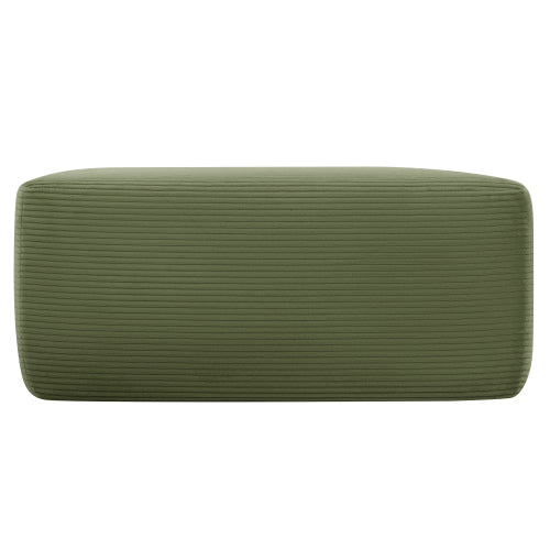 Green XS Corduroy Modular Ottoman, Zero-Assembly Spring Cushion Footrest for 96.9¡± L-Shaped Sofa
