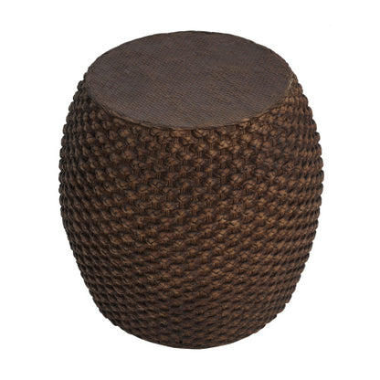 Faux Rattan Side Table for Both Indoor and Outdoor Use, Handmade MgO, Brown