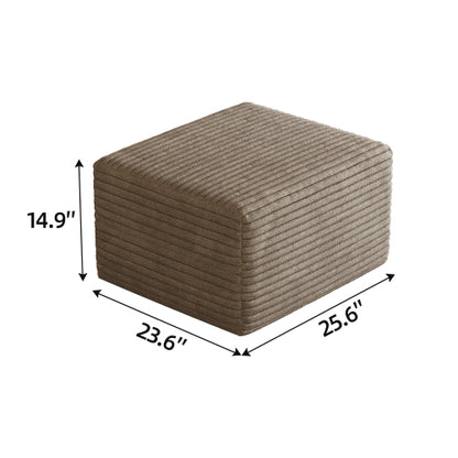 Camel Plush Corduroy Sofa Ottoman, No Assembly Modular Cloud Sectional Couch with Chaise Lounge for Living Room