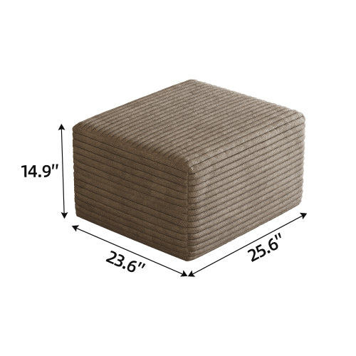 Camel Plush Corduroy Sofa Ottoman, Pre-Assembled Modular Cloud Sectional Couch with Chaise Lounge