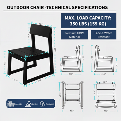 2-Pack Black HDPE outdoor & garden backres Modernist Designt chairs