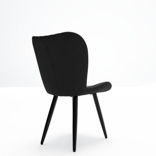 Set of 2 Modern PU Leather Dining Chairs, Armless Faux Leather Side Chairs with Metal Legs