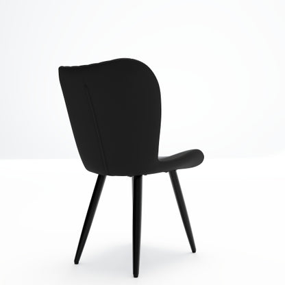 Set of 2 Modern PU Leather Dining Chairs, Armless Faux Leather Side Chairs with Metal Legs