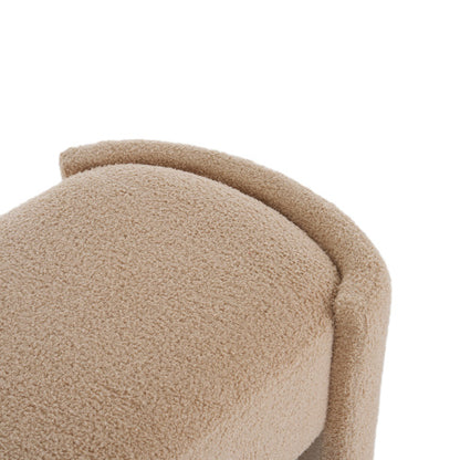 Light Camel Long Upholstered Ottoman Bench, Minimalist Fabric Footrest, 300 LBS Weight Capacity for Bedroom & Living Room