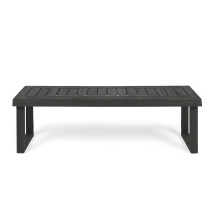 Outdoor Acacia Wood Dining Bench,Dark Grey