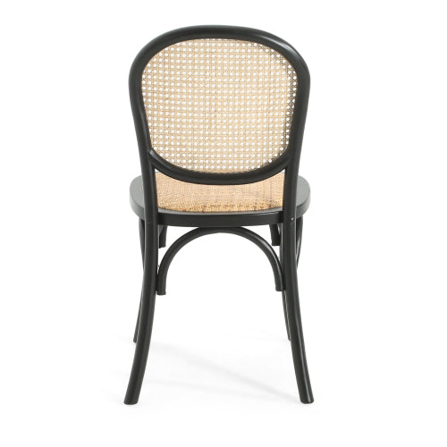 Set of 2 Vintage Rattan Dining Chairs, Birch Solid Wood Frame No Assembly Required
