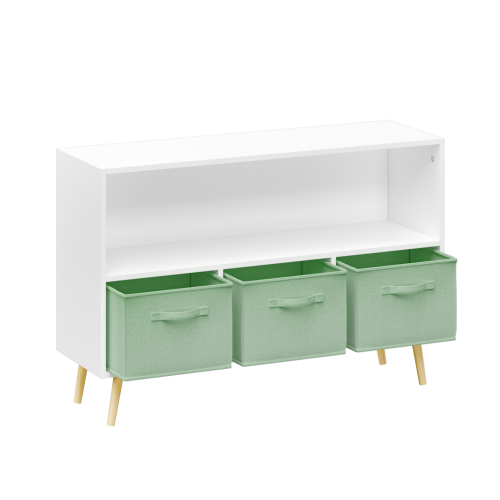 Kids Bookcase with Fabric Drawers and Toy Storage Organizer
