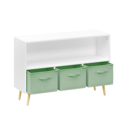 Kids Bookcase with Fabric Drawers and Toy Storage Organizer