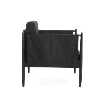 DAWSON OUTDOOR PATIO 2PCS BLACK ALUMINUM CLUB CHAIR
