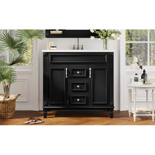 36'' Bathroom Vanity with Top Sink, Modern Bathroom Storage Cabinet with 2 Soft Closing Doors and 2 Drawers, Single Sink Bathroom Vanity