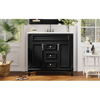 36'' Bathroom Vanity with Top Sink, Modern Bathroom Storage Cabinet with 2 Soft Closing Doors and 2 Drawers, Single Sink Bathroom Vanity