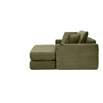Green Boneless 3-in-1 Corduroy Sofa Bed, Oversized Cloud-Like Chaise