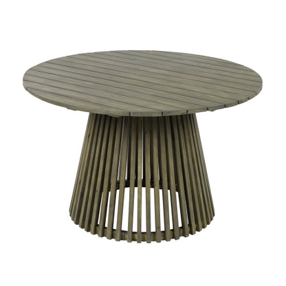 Outdoor Acacia Wood Patio Dining Table, 47.25-inch extra-large round dining table,for Backyard, Lawn, Balcony,Grey Finish