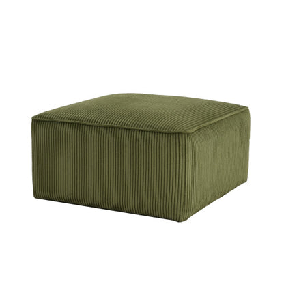 Olive Green Corduroy Square Ottoman with Foam Cushion