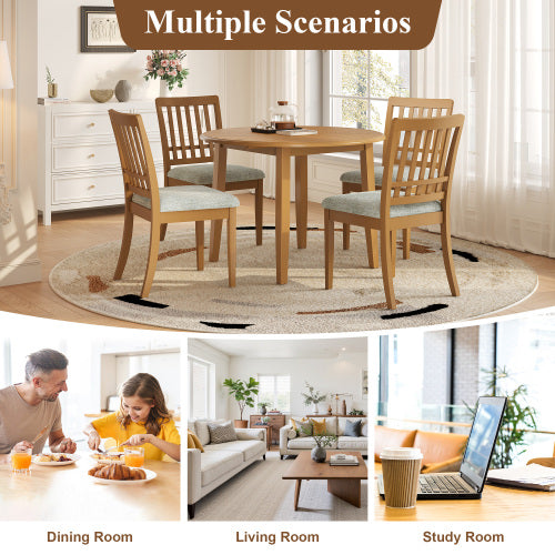 Extendable Round Dining Table for 2-4 People, Folding Wood Dining Table with Adjustable Size, Space-Saving Design for Small Apartments and Dining Areas - LIGHT BROWN