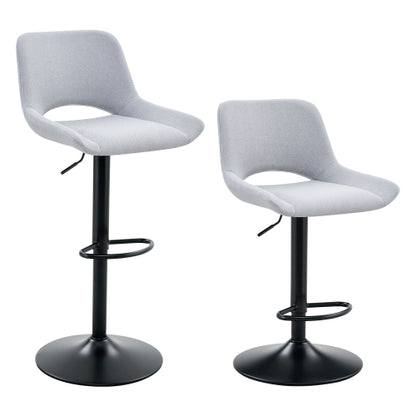 Modern Swivel Adjustable Bar Stools Set - 2 Pack, Light Gray Linen Fabric, Holds Up to 250 lbs, Suitable for Home Bars and Kitchen Islands.