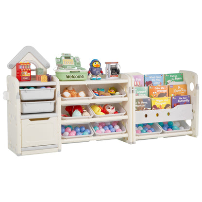 Kids Toy Storage Organizer with Bookshelf and 10 Storage Bins