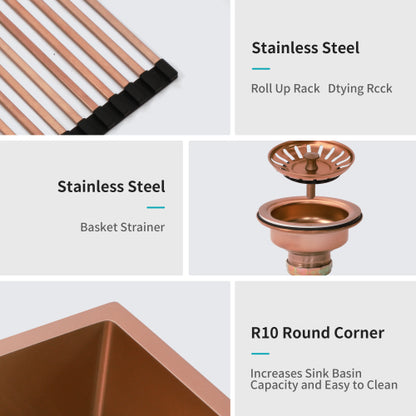 36 Rose Gold Farmhouse Sink - 36 Inch Kitchen Sink Stainless Steel 16 gauge Apron Front Kitchen Sink