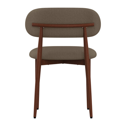 Chenille Upholstered Metal Dining Chairs, Set of 2, Coffee