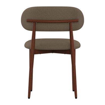 Chenille Upholstered Metal Dining Chairs, Set of 2, Coffee