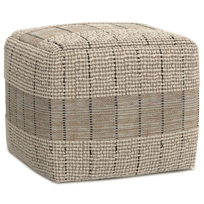 18 Inch Jute Cotton Pouf Ottoman Handwoven Footrest Accent Seat