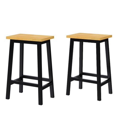 Solid Wood Bar Stools (Not Cheap Iron), 25.6inch Tall Set of 2 Bar Chairs, Kitchen Counter Stools with Footrests, Farmhouse Stools for Dining Room, Kitchen, Counter, Black