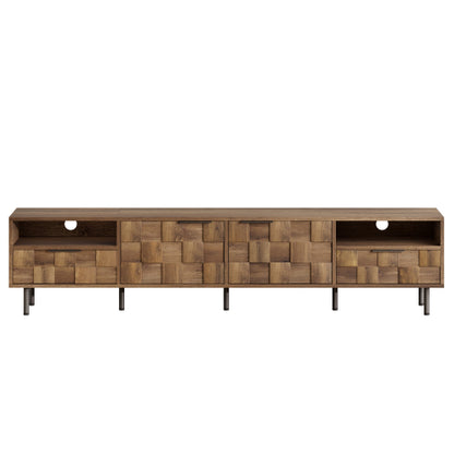 78.7 inch Natural Mid Century TV Stand 2 Drawer Media Cabinet Supports Up To 85 Inch TV