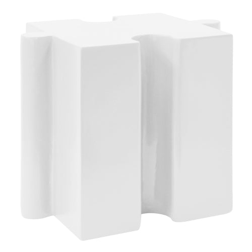 Puzzle Art Side Table, Modular Concave Edge MGO Table - Buy Singles or Combine for Custom Layouts, Indoor & Outdoor,White Color