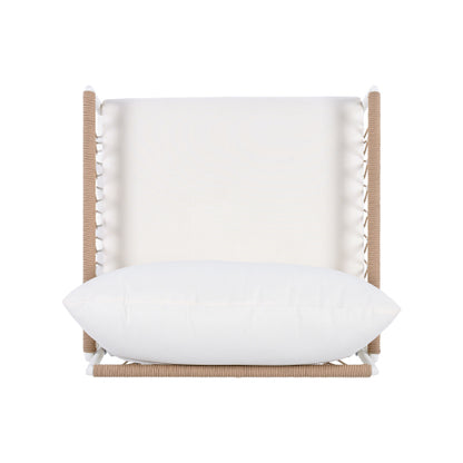 [Set of 2] Bohemian Outdoor Lounge Chair with Handwoven Rope & Powder-Coated Steel Frame, Waterproof Cushions - Patio, Garden, Poolside