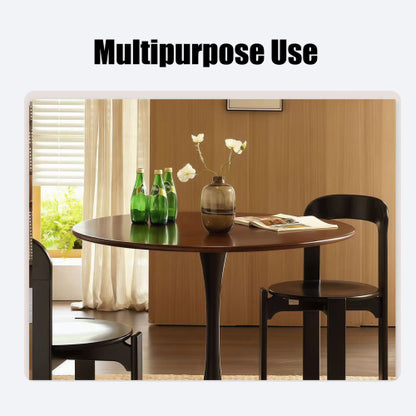 31.5 Inch Walnut Round Tulip Dining Table, MDF Top Steel Base Modern Multi-Function Kitchen Coffee Table