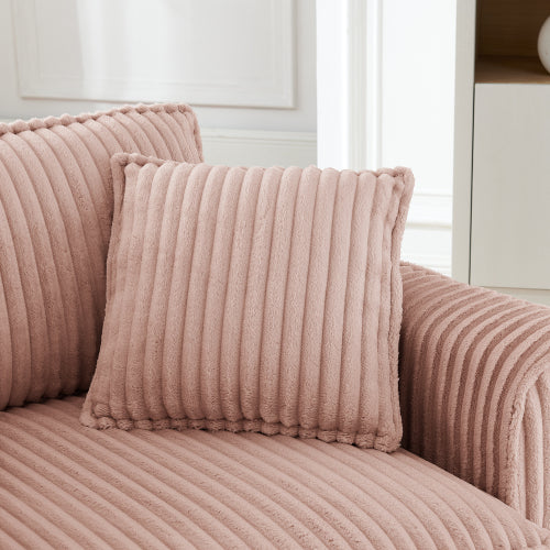 Pink Corduroy Tufted Single Lazy Sofa Chair with Armrests for Living-Room Bedroom Corners Windowsills