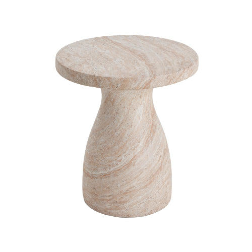 Outdoor/Indoor Travertine Lightweight Concrete Side Table