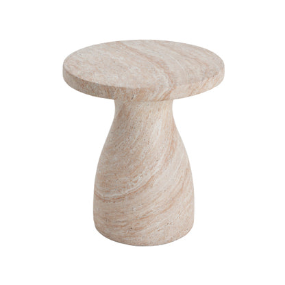 Outdoor/Indoor Travertine Lightweight Concrete Side Table