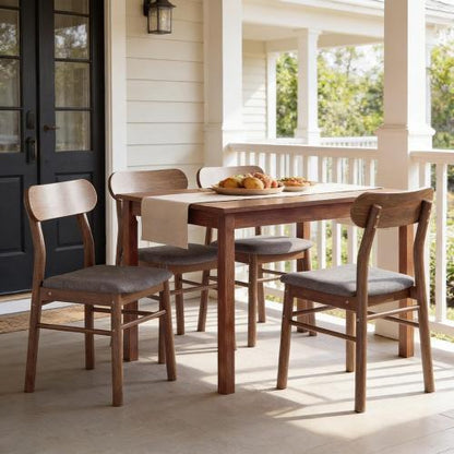Set of 4 Curved Back Dining Chairs Linen Upholstered Kitchen Chair