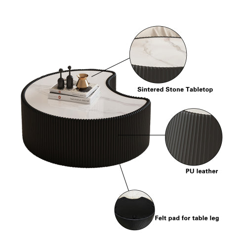 Irregular Sintered Stone Coffee Table, Grey