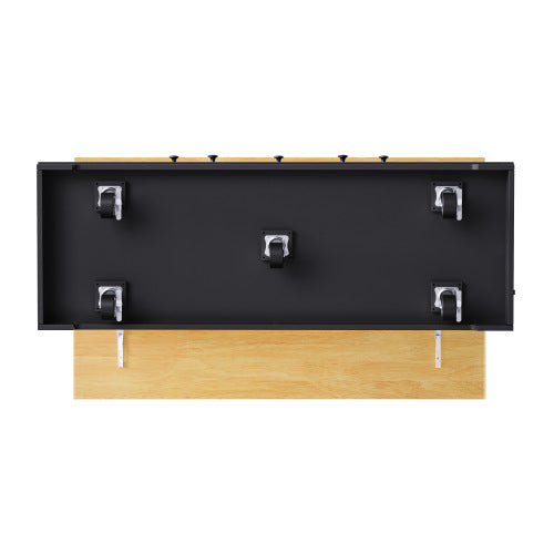 53inch Large Kitchen Island with Drop Leaf, Power Outlet, Door Internal Storage Rack, Rolling Kitchen Cart on 5 Wheels with 5 Open Side Racks for Kitchen, Dining Room,Black(Not include bar stools)