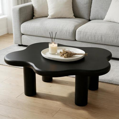 40 Inch Black Cloud Coffee Table Modern Irregular MDF Living Room Center Table