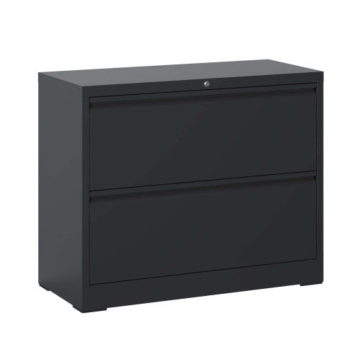2 Drawer Metal File Cabinet with Lock for Letter Legal A4 Files Black