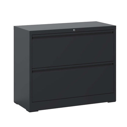 2 Drawer Metal File Cabinet with Lock for Letter Legal A4 Files Black