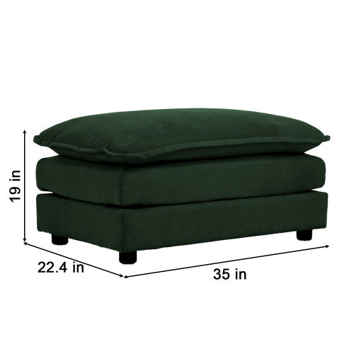Green Chenille Modular Ottoman Footrest, Mix & Match for 2 3 4 Seater Sectional Sofa