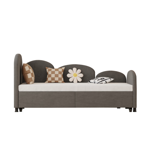 Twin Size Twin Size Bed frames With An Another Bed frame, Velvet Upholstered Daybed, Modern Sofa Bed Daybed Frame for Bedroom Living Room, Suitable for Living Room, Kids Room, Bedroom (Ddry Gray)