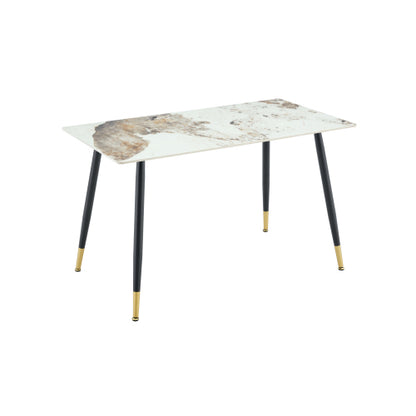 Sintered Stone Dining Table with Metal Base, Pandora Beige