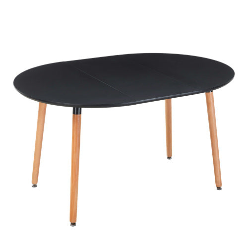 Extendable Multi-Purpose Table, Black MDF Top & Metal Wood Leg Dining Office Coffee Table 100-180cm
