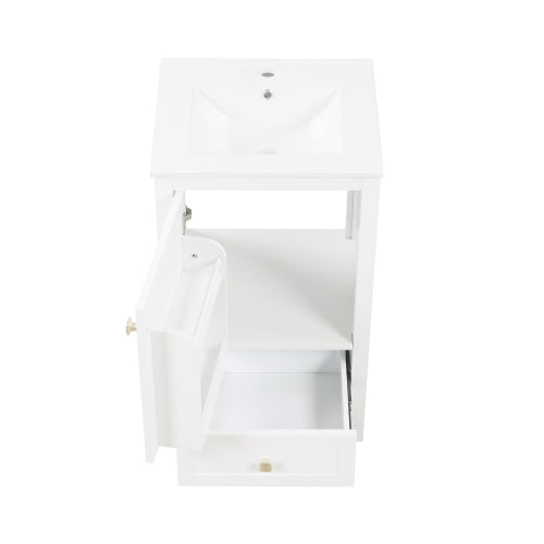 20" Bathroom Vanity with Sink, Bathroom Cabinet with Soft Closing Door, Storage Rack and A Drawer, White(Old SKU:N725P185452K)
