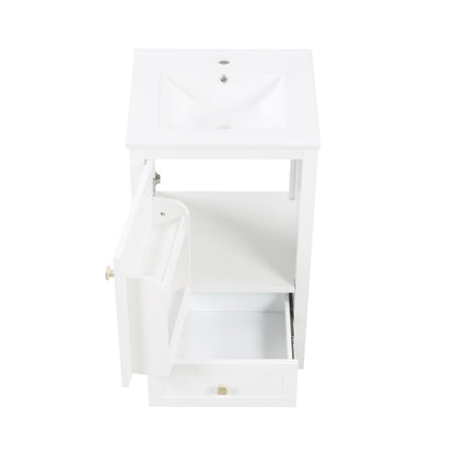 20" Bathroom Vanity with Sink, Bathroom Cabinet with Soft Closing Door, Storage Rack and A Drawer, White(Old SKU:N725P185452K)