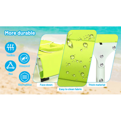 3-in-1 Heavy Duty Tanning Chair with Face Hole Adjustable 5-Position Folding Chaise Lounge Chairs for Outside Portable Lay Flat Beach Lounge Chair for Outdoor Sunbathing Patio Pool Lawn Camping Deck P