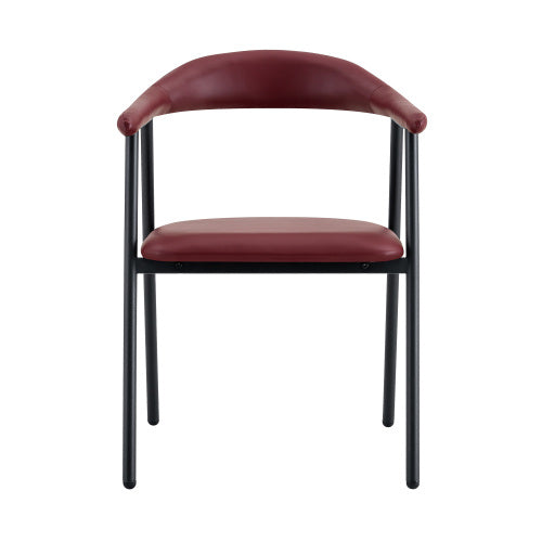 PU Leather Dining Chairs with Black Metal Legs, Set of 4, Reddish Brown