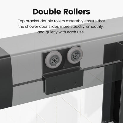 56"-60"W*58" H Semi-Frameless Double Sliding Tub Door, Bypass Bathtub Shower, 1/4" (6mm) Thick SGCC Tempered Glass Door, Matte Black